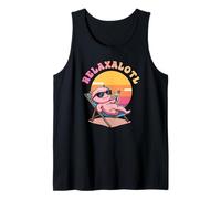 Relaxalotl Adorable Axolotl Chillin on The Beach in The Sun Tank Top