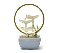 Relaxation Creative Flow Fountain Indoor Circulating Waterfall Decor with LED Light Ring for Home and Office