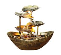 Relaxation Indoor Waterfall Fountain Tabletop Water LED Light for Home Office Room Desktop Decoration A