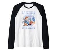 Relaxation is in Order Cozy Reading Gnome Vibes Raglan Baseball Tee