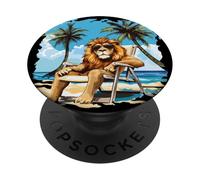 Relaxation Mode: Lion on a Holiday Adventure PopSockets Adhesive PopGrip