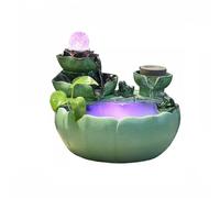 Relaxation Rockery Water Scenery Flowing Decoration Fountain Lotus Bonsai Circular Living Room Desktop Feng Shui House Warming Gift(Large)
