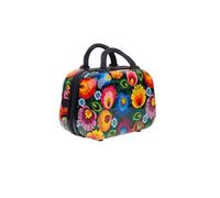 Relaxation Travel Accessories Kit Floral Travel Croissant Eye Mask Makeup Mini Trunk Cabin Suitcase Trolley Bag with Poland Folk Art Design (Makeup Mini Trunk Bag, 30.5 x 29.5 x 16 cm)