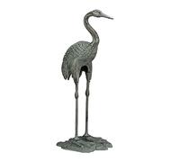 Relaxdays 1 x Decorative Crane, Weatherproof, Cast Iron, Indoor and Outdoor, Garden Decor, HxWxD: 75 x 35 x 22 cm, Green