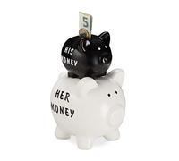 Relaxdays 1 x His & Her 2 Pigs Funny Gift for Couples & Weddings Box Black & White