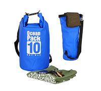 Relaxdays 10 L Dry Bag, Waterproof Ultralight Backpack for Kayaking, Sailing, Skiing, Blue