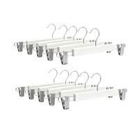 Relaxdays 10-Pack Trouser & Skirt Hangers with 2 Clips, Wood & Iron, White, 36x12x1.2 cm