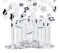 Relaxdays 10 x 40 cm Party Popper Silver, Effect Height up to 8m, Star Popper for New Year’s Eve and Birthdays