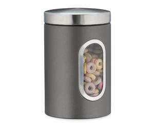 Relaxdays 10 x Grey Storage Canisters with Window