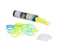 Relaxdays 100 Pack of Glow Sticks, Connector Included, Bendable Glow Stick Bracelets, Various Colours