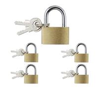 Relaxdays 10024069, Gold Set of 5 with 10 Keys, Height 35 mm, Suit-or Briefcase, Locker Padlock, Steel, One Size