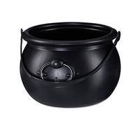 Relaxdays 10024288, Black Kettle Witch Cauldron, Sweets Bucket, Halloween Costume Accessory, Decoration, Plastic, H x D: 13 x 19 cm, Boy, Girls, 13 x 19 x 19 cm