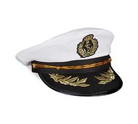 Relaxdays 10025509 Captain, Men & Women, One, Officer Fancy Dress-up, Halloween, Sailor Hat, Black/White, Standard Size
