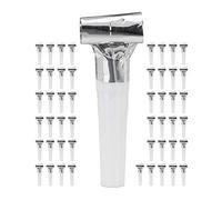 Relaxdays 10027942_55 Party Blowers Pack of 50, Kids’ Noisemakers, Birthday Treats, Trumpet Set, Whistle, Silver, 2 x 3 x 8 cm
