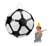 Relaxdays 10028081 Pinata Football, Hanging Children’s Paper Piñata for Boys & Girls, Fillable, Birthday Decoration, White