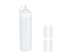 Relaxdays 10028642 Squeeze Bottle, Set of 5, 750 ml, for Sauces, Spray Bottle for Filling, Squeeze Bottle, Plastic, Clear