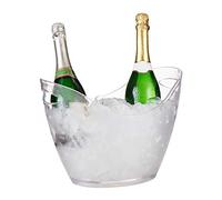 Relaxdays 10028654 Ice Bucket, 6 L, Party Tub, Champagne & Beer & Wine Bowl, Plastic, HxWxD: 25,5 x 34,5 x 26 cm, Transparent