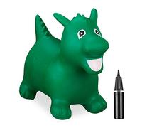Relaxdays 10030817_53 Dragon Bouncy Hopper, Incl. Pump, up to 80 kg, BPA-Free, for Children, Ride-On Bouncing Toy, Jumping, Green, 46 x 26 x 60 cm