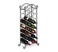 Relaxdays 10030860, Black Wine Rack, Holds 21 Bottles, H x W x D: 88 x 33 x 20 cm, Iron