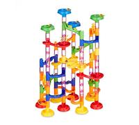 Relaxdays 10031064 Marble Run 120-Piece Starter Set, 75 Track Elements, 45 Marbles, Fun for Children, Marble Run from 3 Years, Colourful