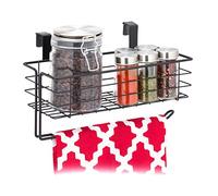 Relaxdays 10031390_46 Hanging Basket, Lattice Storage with Roll Holder or Towel, Kitchen & Bathroom, Metal, HWD: 18x31x17 cm, Black, Iron