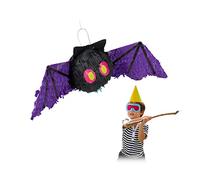 Relaxdays 10031485 Bat Pinata, Birthday, Party, Celebration, Dimensions: H x W x D: Approx. 12.5 x 52 x 23 cm, Black, 21.5 x 52 x 23 cm