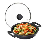 Relaxdays 10031496 Grill Pan, Non-Stick Coated, with Lid, for Cooker & BBQ, Serving, Aluminium, Diameter: ca. 28 cm, Anthracite