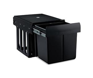 Relaxdays 10031540 Einbaumülleimer Built-in Waste Bin 3-Compartment, 15 and 8 L, Pull-Out Disposal Unit, Recycling, HxWxD: 35 x 34 x 48 cm, Black, Plastic