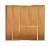 Relaxdays 10032171, Natural Cutlery Tray, Extendable, 7-9 Compartments, HxWxD: 5 x 49.5 x 44.5 cm, Kitchen Drawer Insert, Bamboo