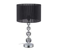 Relaxdays 10038878 Table Lamp, Bedside Lamp in Crystal Design, H x D 54 x 29.5 cm, E27 Socket, Table Lamp with Shade, Black