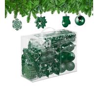Relaxdays 100x Christmas Ornaments, Baubles, Glittering, Matte & Shiny, Tree Decorations, Plastic, 10 Designs, Green, 24 x 30 x 12 cm