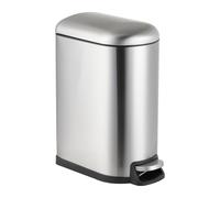 Relaxdays 10L Pedal Bin with Soft Close, Removable Inner Basket, Bathroom Cosmetic Lid, Silver 39x18.5x31.5cm