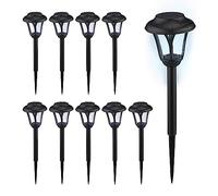 Relaxdays 10x Solar Lamps, Classic Design, Pathway Lighting, with Twilight Sensor, HxØ: 39x11 cm, Ground Spike, Black