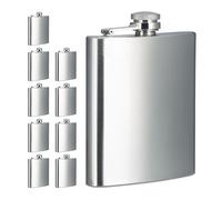 Relaxdays 10x Stainless Steel Hip Flasks