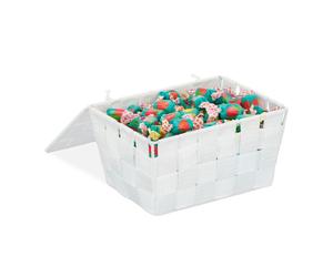 Relaxdays 10x Storage Baskets with Lid White