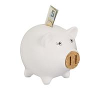 Relaxdays 10x White piggy bank with cork nose