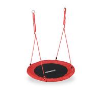 Relaxdays Outdoor Nest Swing for Kids & Adults, Ø 110 cm, For up to 100 kg, Round Swing, Red