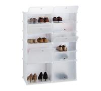 Relaxdays 12-Compartment Plastic Shoe Cabinet