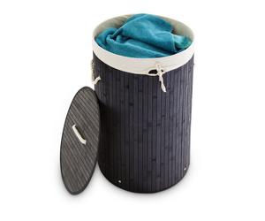 Relaxdays 12x Round Bamboo Laundry Baskets, Black