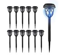 Relaxdays 12x Solar, Lantern Design, Garden Lighting, Twilight Sensor HxØ: 42.5x10 cm, Ground Spike, Black/Clear