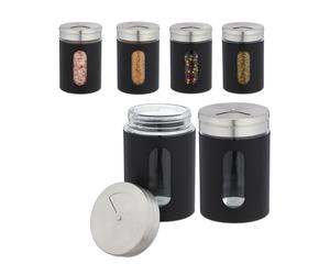 Relaxdays 12x XL spice jars, black