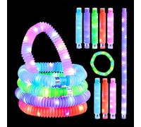 Relaxdays 15x Party Glow, LED, 3 Effects, Extendable Flashing Sticks up to 63 cm, Decoration, Plastic, Colourful, 63 x 3 x 3 cm