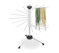 Relaxdays, 16 Arms, Folding Dryer, Plastic, Stainless Steel, Pasta Tree, H x D: 47.5 x 44 cm, Transparent, 47,5 x 44 cm