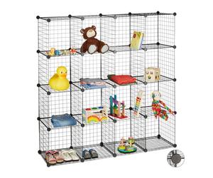 Relaxdays 16-Compartment Modular Grid Shelf