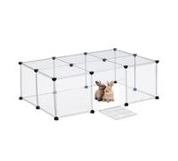 Relaxdays Free Range Enclosure for Small Pets, HWD: 37x110x75 cm, with Door & Cover, DIY, Extendable, Transparent, White