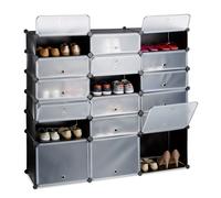 Relaxdays 18-Compartment Plastic Shoe Cabinet