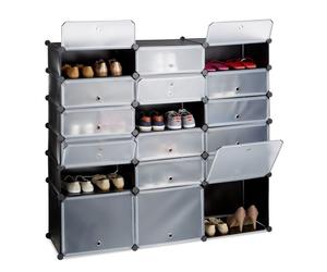 Relaxdays 18-Compartment Plastic Shoe Cabinet