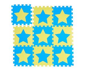Relaxdays 18-Piece Star Jigsaw Playmat Blue/Yellow