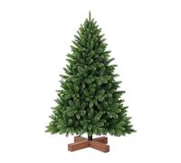 Relaxdays 180 cm artificial Christmas tree, injection moulded & PVC needles, wooden stand, bag, realistic green fir tree