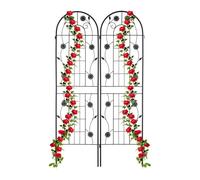 Relaxdays Garden Trellis, Set of 2, HxW 180 x 50 cm, Metal, Support for Climbing Plants, Ground Stake, Rose Frame, Black